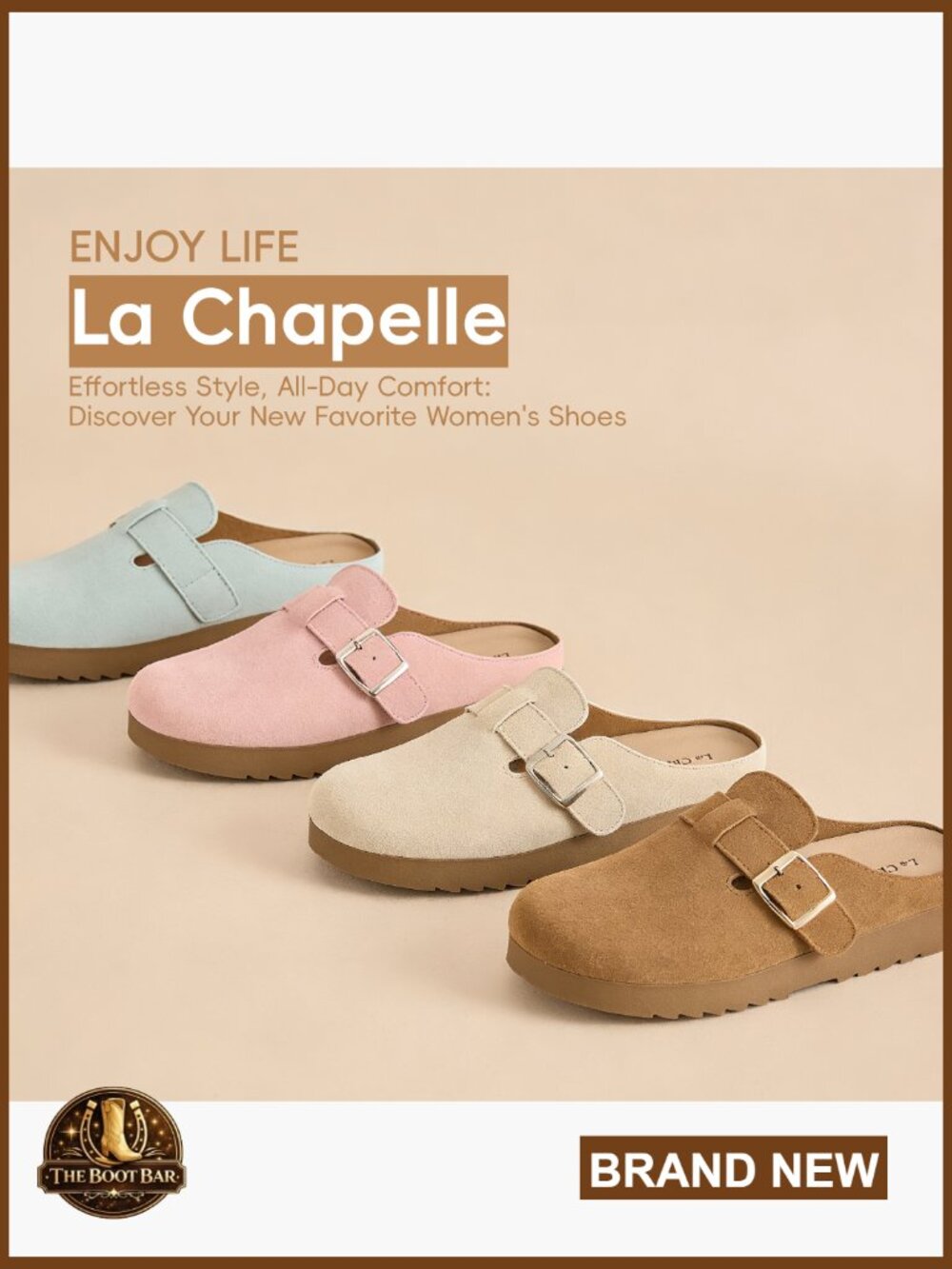 Suede Clogs for Women Soft Cork Footbed Leather Mules with Adjustable Buckle - Picture 7 of 7